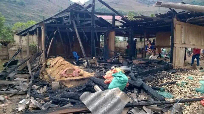 Ngôi nhà của vợ chồng chị Chu sau vụ hỏa hoạn