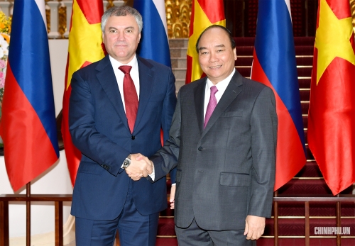 Thủ tướng Nguyễn Xuân Phúc và Chủ tịch Duma quốc gia Nga Vyacheslav Viktorovich Volodin