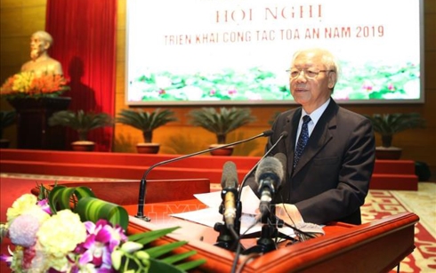 Tổng Bí thư, Chủ tịch nước Nguyễn Phú Trọng phát biểu chỉ đạo Hội nghị (Ảnh: TTXVN)