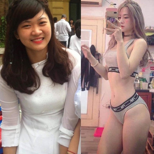 Vóc dáng của Xuân Anh trước và sau khi giảm 15 kg.