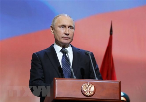Tổng thống Nga Vladimir Putin phát biểu tại một lễ kỷ niệm ở St Petersburg, Nga, ngày 27/1