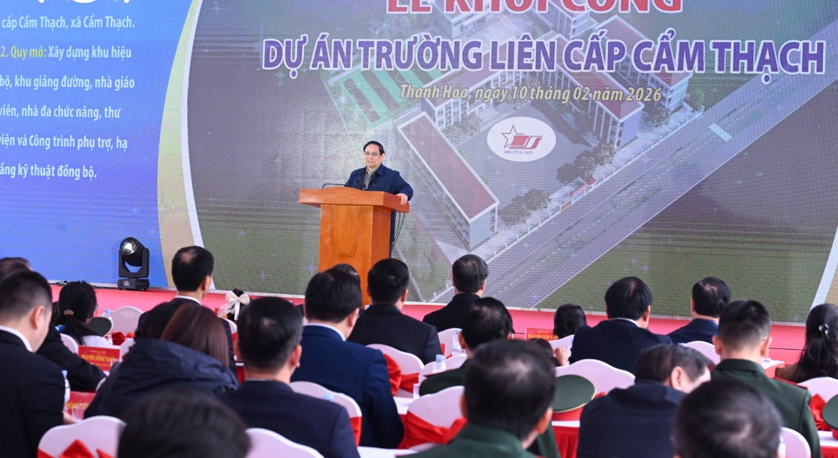 Thủ tướng Phạm Minh Chính dự Lễ khởi công dự án Trường tiểu học Cẩm Thạch