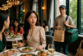 Đi ăn 20/10, tôi thấy chồng đang làm shipper ở nhà hàng, lý do mới nghẹn đắng làm sao