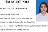 Công an phát thông báo tìm n/ữ si/n/h 2006 quê Thanh Hóa mất liên lạc khi đang đi học tại Hà Nội